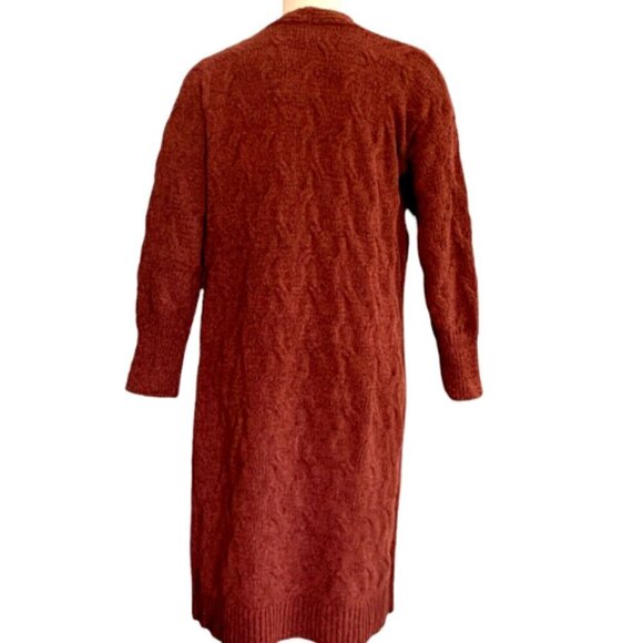 Hippie Rose Long Knit Cardigan Rust Size M #90E - Picture 4 of 8